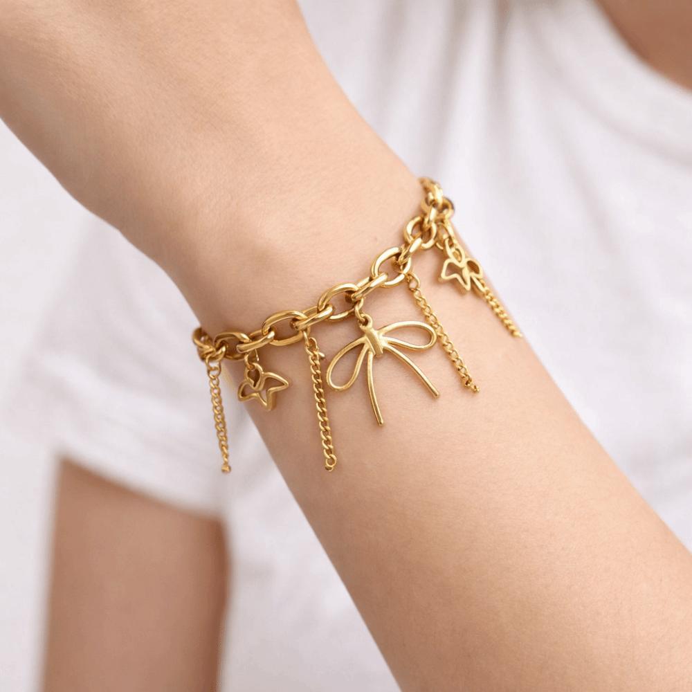 Love Heart Hollow Bracelet Flower Charm Bangle Sweet Gold Plated Bracelet  Valentine's Day