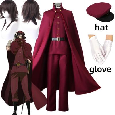 Anime Bungo Toulaví psi sezóna 4 Tetchou Suehiro Neutrální Cosplay Červená Uniforma a paruka s kloboukem Rukavice Plášť Halloweenské kostýmy