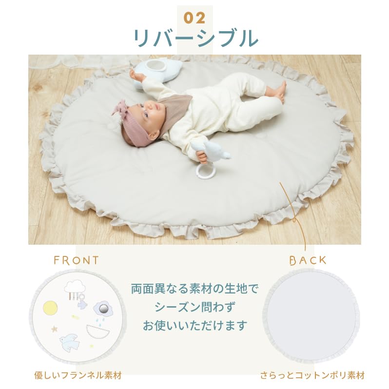 KISSBABY Play Toy Mat - Bird's Journey - Baby Mat [Approx. 100cm Diameter X 2cm Thick] Educational Play Mat, Washable, Reversible