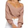 Women S Loose V Neck Cross Design Long Sleeve Knitted Sweater