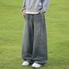 Spring and Autumn Dark Blue Jeans Men's Trend Brand Loose Straight A Jeans American High Street Trend Wide Leg Pants