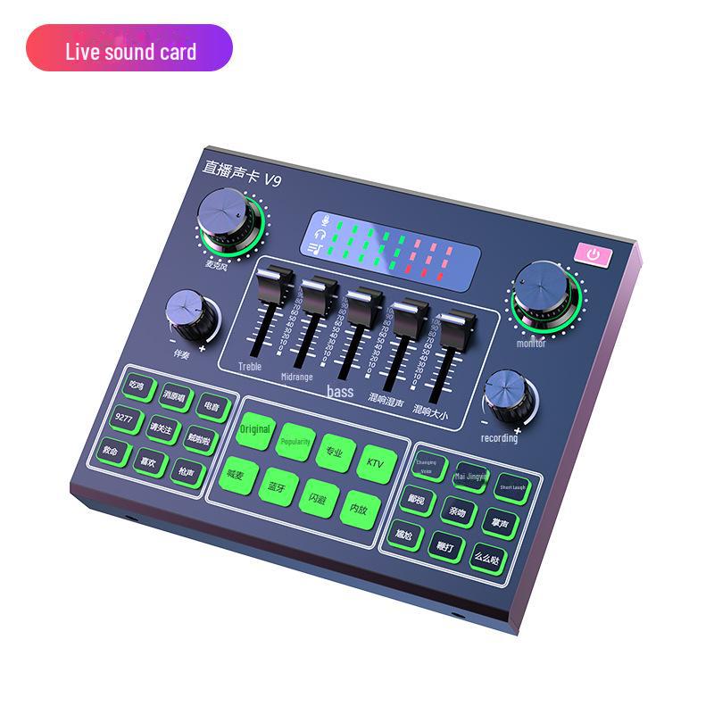 

Микрофон для звуковой карты V9 Live Sound Card для Douyin, караоке и криков — конденсаторный микрофон, идеальный для быстрых дикторских передач. V9 Sound Card