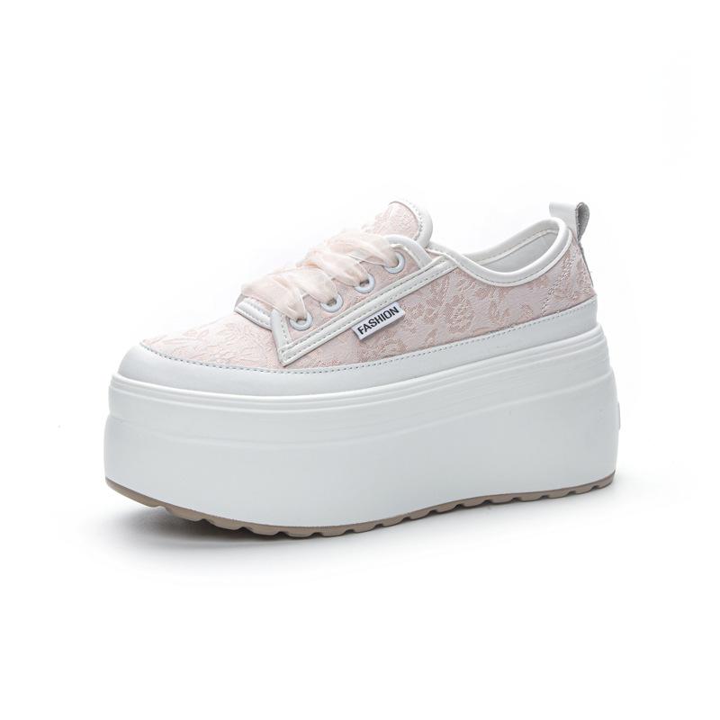 Spring 2025 New Color Muffin Shoes Platform All-match New Chinese Single Shoes Women's Ribbon Little White Shoes Women's Height Increase