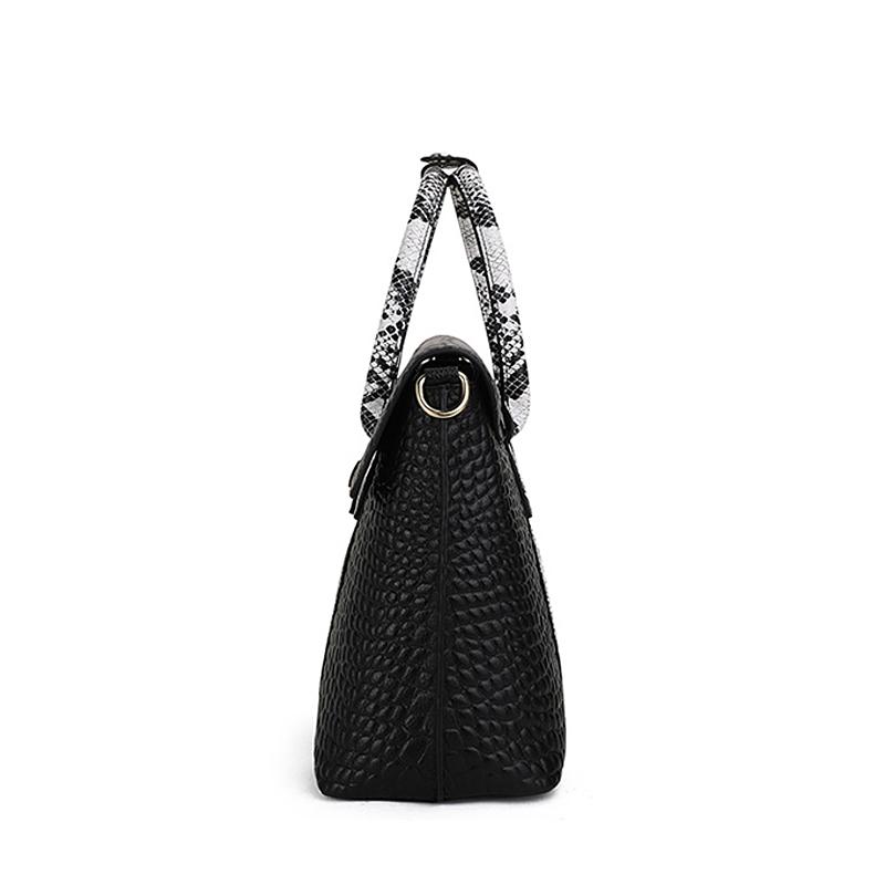 Aidrani Light Luxury Crocodile Pattern Cowhide Women's Handbag Large Capacity Black Fashion Versatile One Shoulder Crossbody Bag