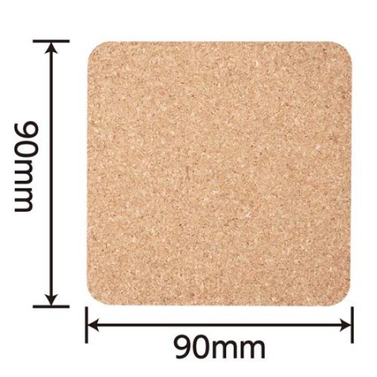 Cork Square X Thick 30 Good-L Coasters, (Smooth Double-Polished Finish) [9 9cm, 3.5mm / Coasters]