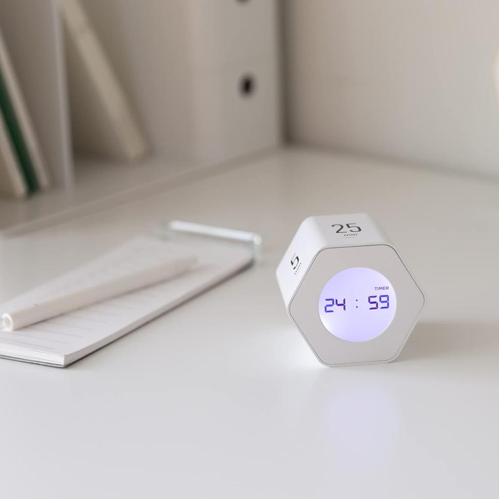 mooas Multi Hex Clock Timer Ver2, Timer Study, 1224 Hour Mode, Count UpDown Timer, 6 Time Settings, Backlight Display, Pomodoro Timer, Rotating