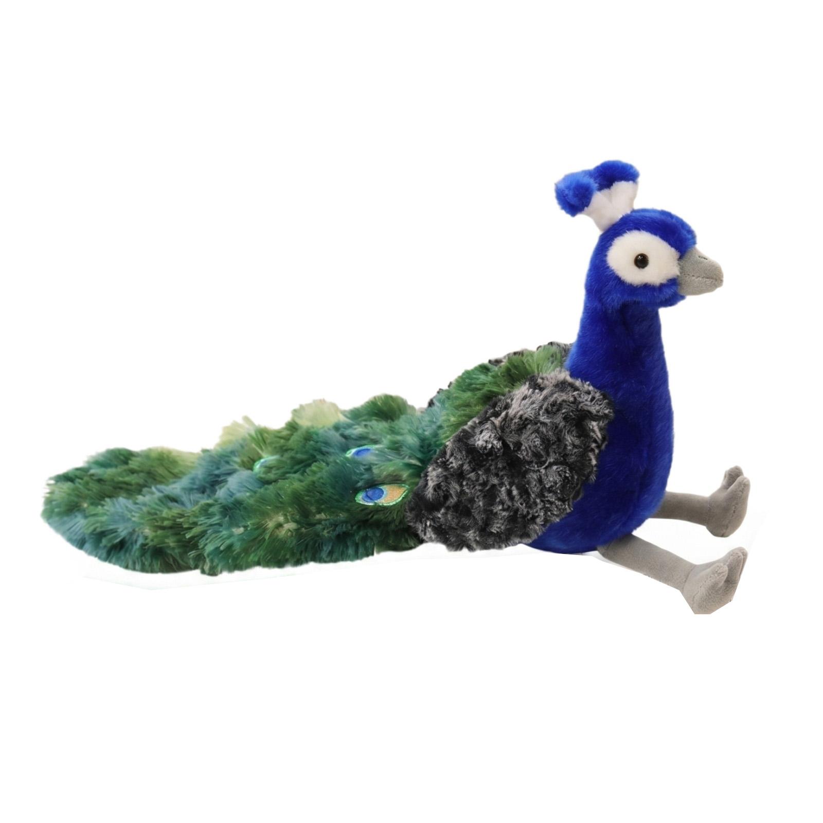 

Plush Peacock Stuffed Animal Soft Toy Sitting Position Decorative Feather Details Fabric Material for Home Office Display or Gift One Size