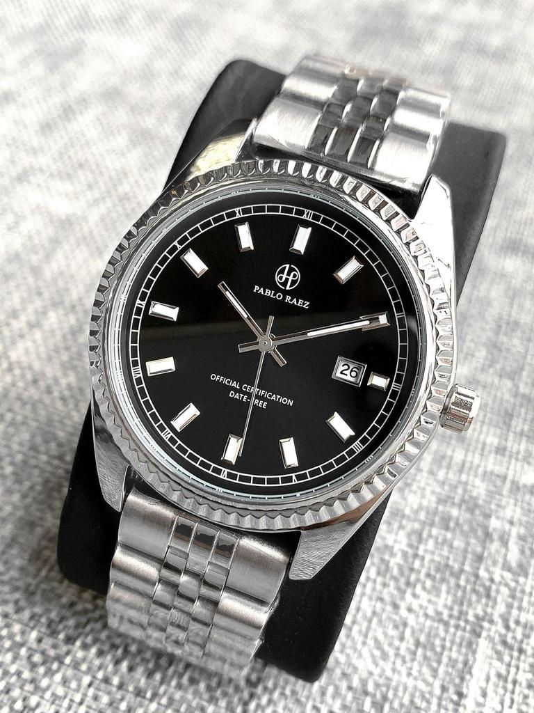 PABLO RAEZ Men's Quartz Business Casual Waterproof Steel Watch with Calendar