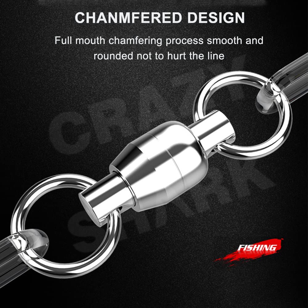 CRAZY SHARK 20pcs Ball Bearing High Strength Stainless Steel Lure Corrosion for Saltwater Stream and Swivels, Swivels, Swivels, Resistant, Fishing,