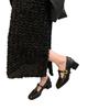 French single shoes women's light thick heel increase Mary Jane shoes women's 2025 autumn new temperament square head shallow mouth small leather shoe