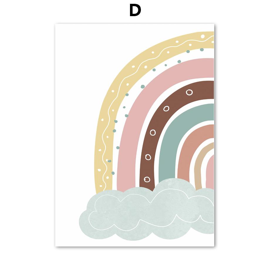 Cartoon Sun Stars Heart Rainbow Butterfly Nursery Nordic Posters Wall Art Canvas Painting Wall Pictures For Baby Kids Room Decor