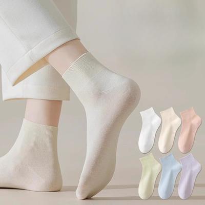 5 Pairs of Women's Short Socks for Spring and Summer, Thin, Anti-odor, Loose-fitting Postpartum Socks, Dopamine Outfit, Summer Mid-top Casual