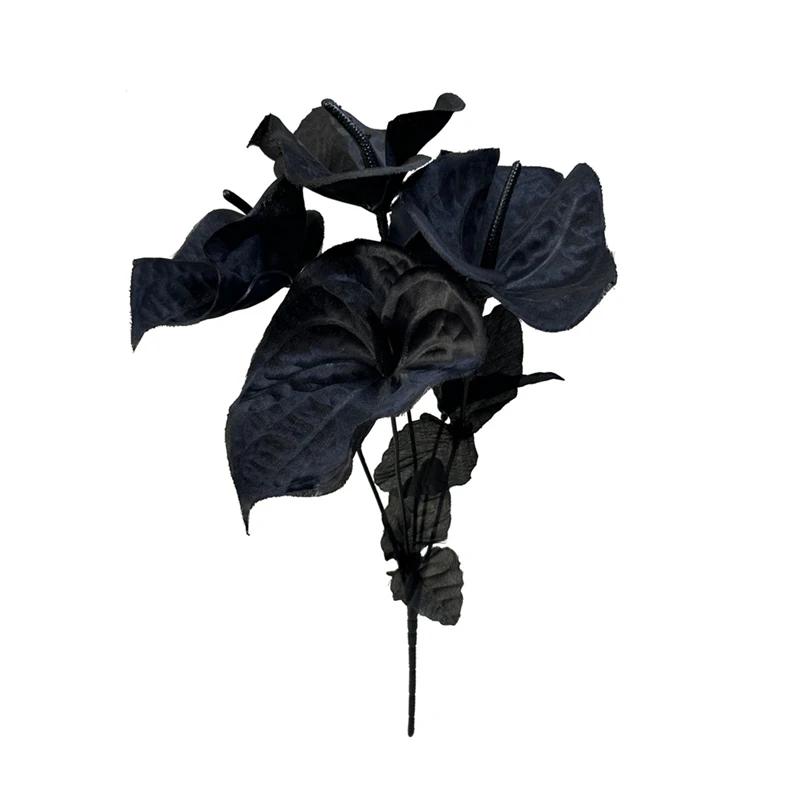 12pcs Dark Gothic Style Artificial Black Rose Flowers Bouquet for Wedding Bridal Shower Home Decor Valentines Day Gift