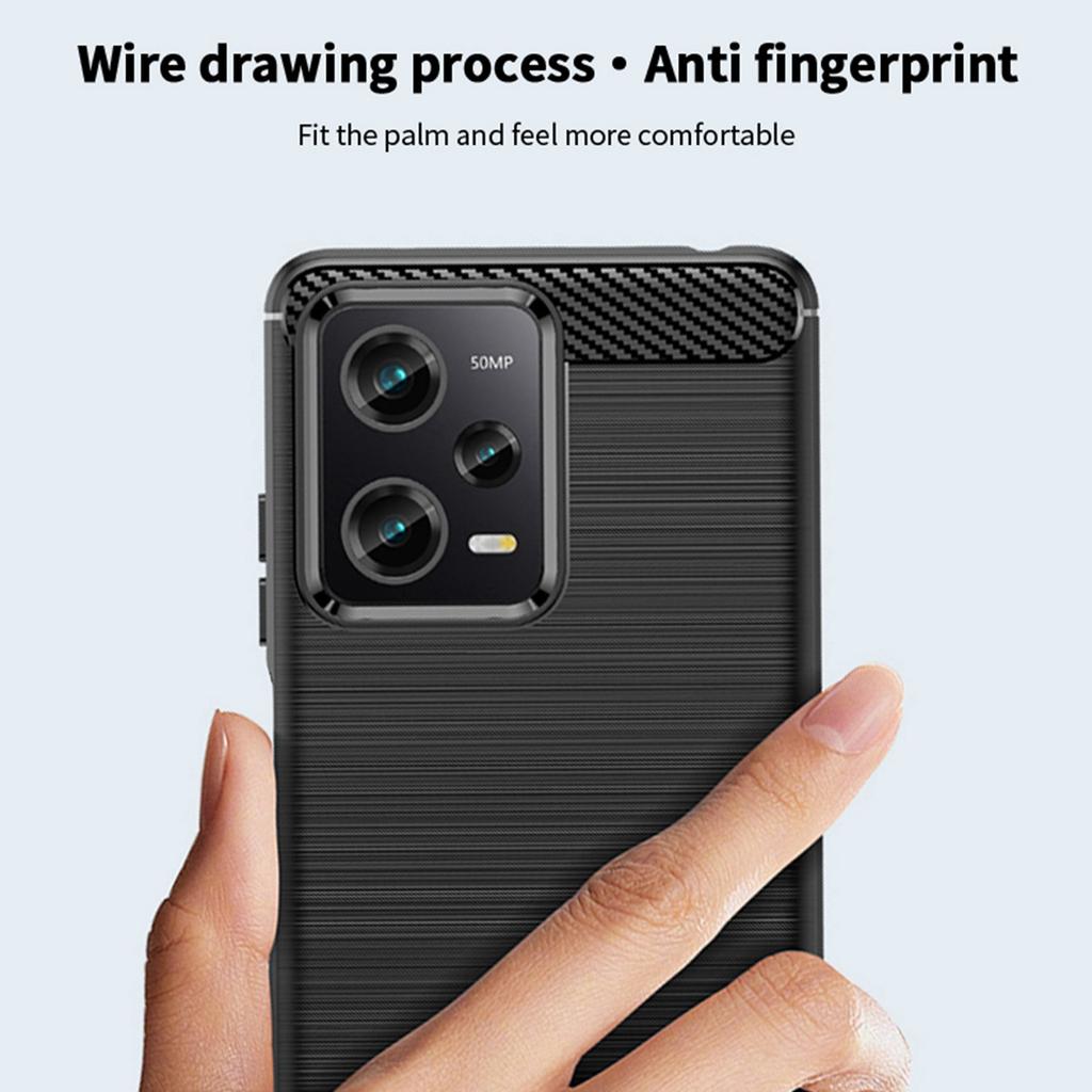 MOFI JK TPU Series-1 for Xiaomi Redmi Note 12 Pro+ 5G Carbon Fiber Texture Flexible TPU Case Anti-scratch Brushed Phone Back Cover