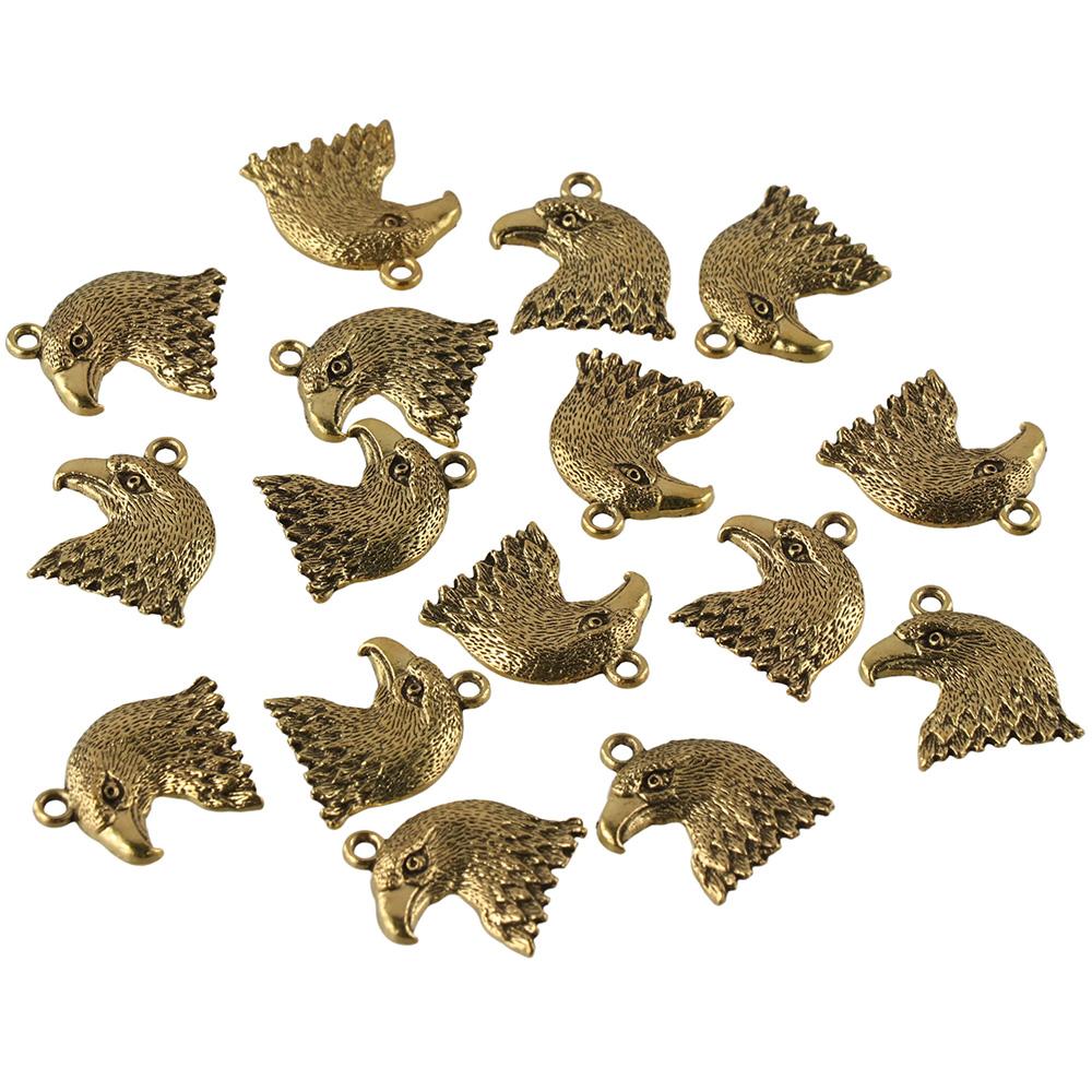 100Pcs Alloy Animal Head Charms 0.83*0.79inch. DIY Charms Gold Alloy Eagle Head Charms Girls