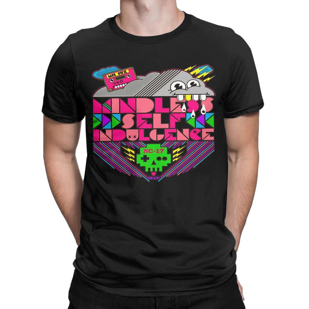 Distressed Typography Novelty 100% Cotton T-Shirt Mindless Self Indulgence Tees Tops For Men