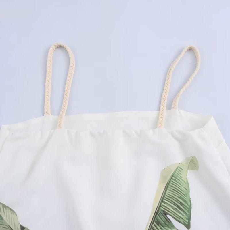 Kaslead New Arrival Women's Clothing Fashion Style Fashion Coconut Tree Print Vacation Style Sling Dress
