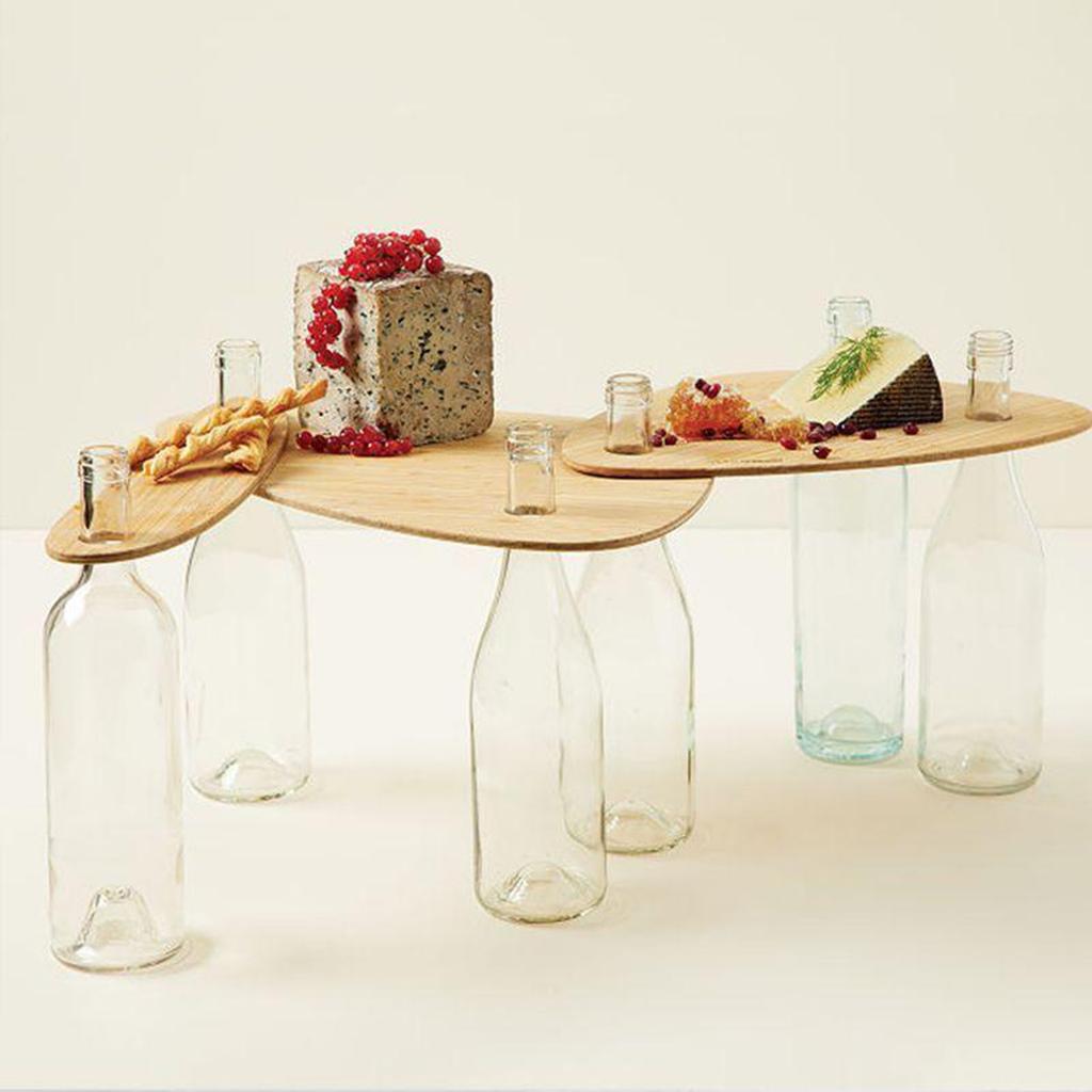 Wooden Wine Bottle Top Serving Tray for Picnic Outdoor Party