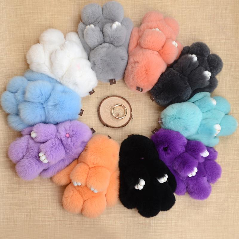 Cute Natural Rabbit Fur Pom Bunny Women Fluffy Rabbits On Bag Car Trinket Jewelry Wedding Party Toy Gift Bag Charm