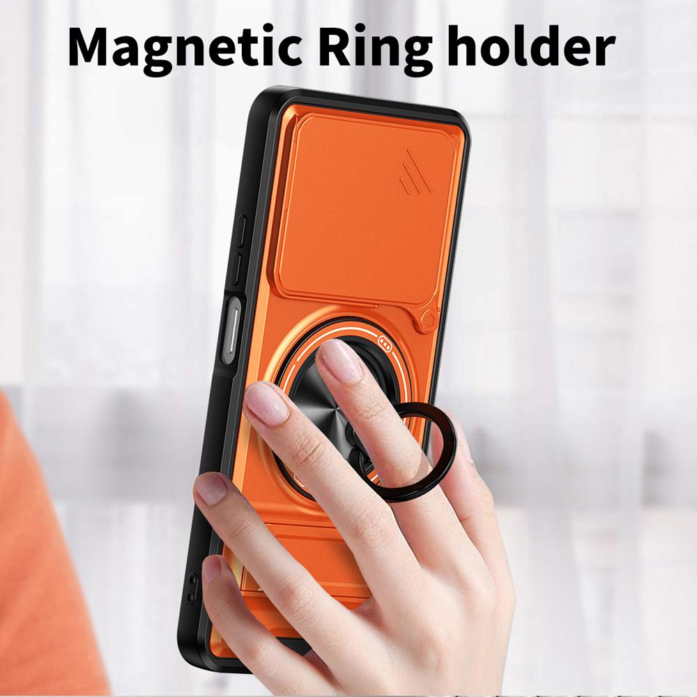 KEYSION Magnetic Phone Case for Realme Note 60 60X Slide Camera Protection Upright Kickstand 360° Ring Shockproof Back Cover