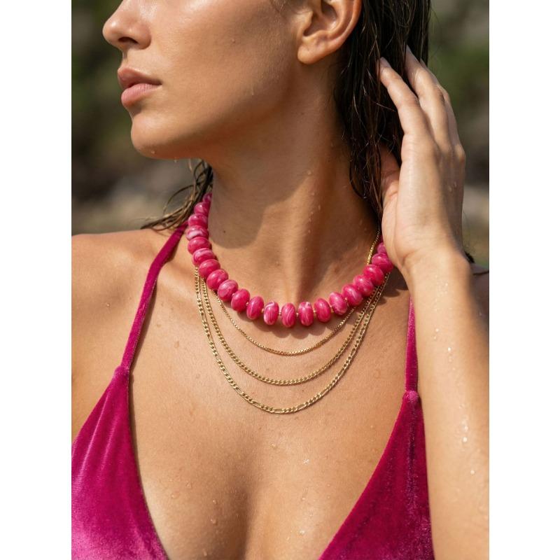 Collana Colorata Esagerata con Perline alla Moda per Donna Design di Nicchia Collana Impilabile Versatile