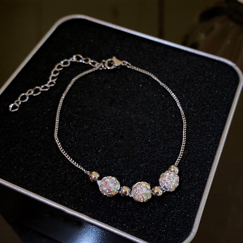 Women Gold Plated Rhinestone Zircon Bracelet Simple Sparkling Jewelry Birthday Gift