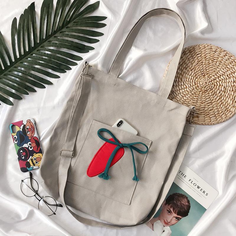 Canvas Bag Women'S Versatile Shoulder Messenger Bag Large Capacity Literary Simple Fashion Commuter Bag