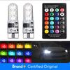 T10 W5w 501 RGB 7 Color Car Wedge Side Light Bulb Waterproof 6SMD 5050 LED Remote Control (NO Battery)Strobe Flash Wedge Lamp
