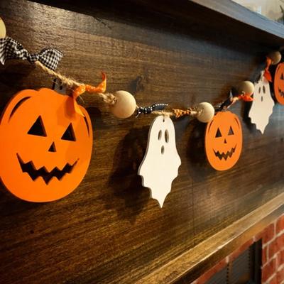 Pumpkins Little Ghosts Garland No DIY Convenient Hanging Garland For Haunted House Decor