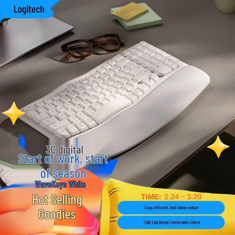 

Logitech Wave Keys Ergonomic Wireless Keyboard