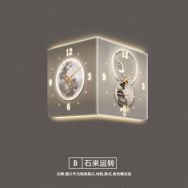 Modern Double Sided Corner Wall Clock Decoration LED Clock Mural Lamp Restaurant Background Wall Digital Wall Clock Home Decor