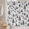 Christmas Tree Shower Curtain Blue Cute Xmas Tree Stars Cartoon Winter Holiday Merry Christmas New Year Bathroom Decor