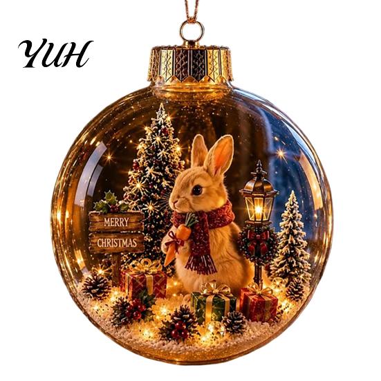 Shatterproof Plastic Spheres Glowing Christmas Story Ornament, Mini Holiday Scene In Ball, Light Up Decorative Ornaments for Home Clear Ball Xmas Tree