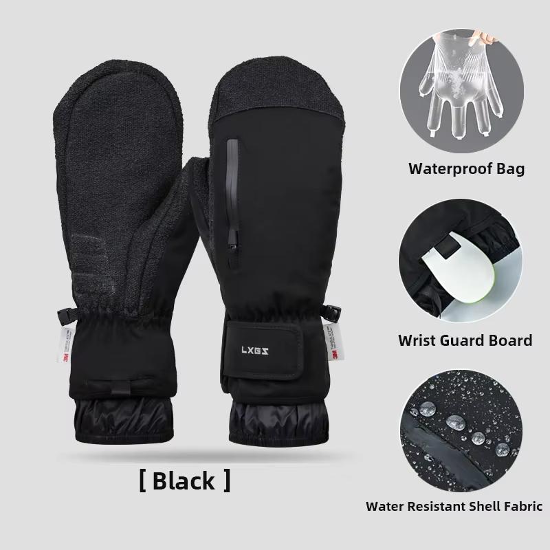 Winter Wrist Protect Ski Gloves with Wrist Guard Board Snowboard Skiing Mittens Extended Cuffs Windproof Black Men Ski Gloves