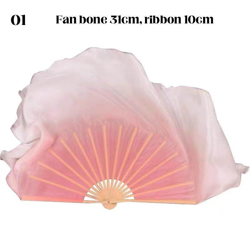2 Pcs Gradient Pink Silk Bamboo Fan Practice Veils Silk Fan Women  Performance Props Classical Dance Hand Dye Rayon Silk Fans