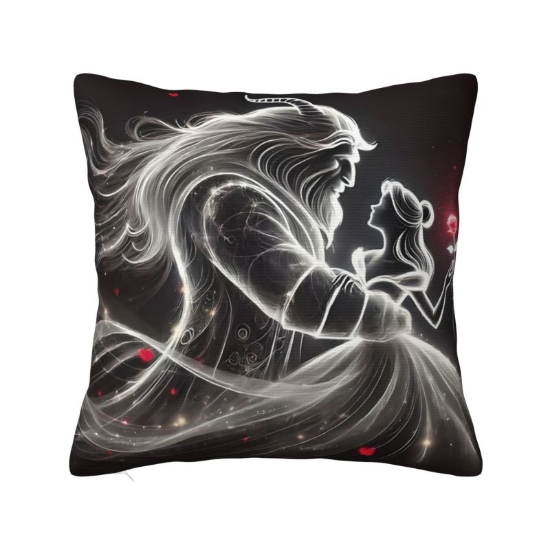 

Beauty And The Beast Cushion Covers 40x40cm Velvet Romantic Fantasy Song And Dance Movies Throw Pillow for Car Square Pillowcase 16x16Inch