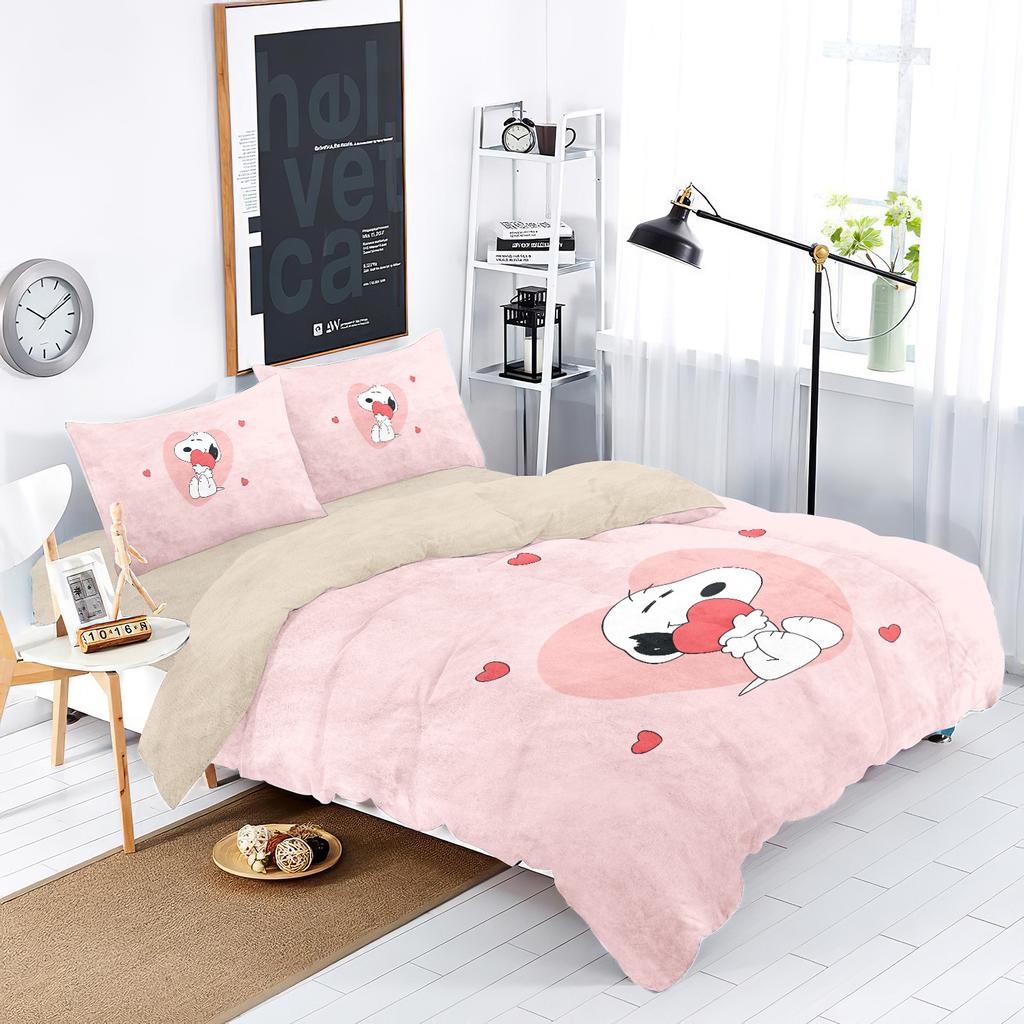 Cartoon S-Snoopy Bedding Set Cute Cartoon Puppy Duvet Cover Pillowcase 3D Prints Quilt cover Bedroom Decoration Holiday Gift
