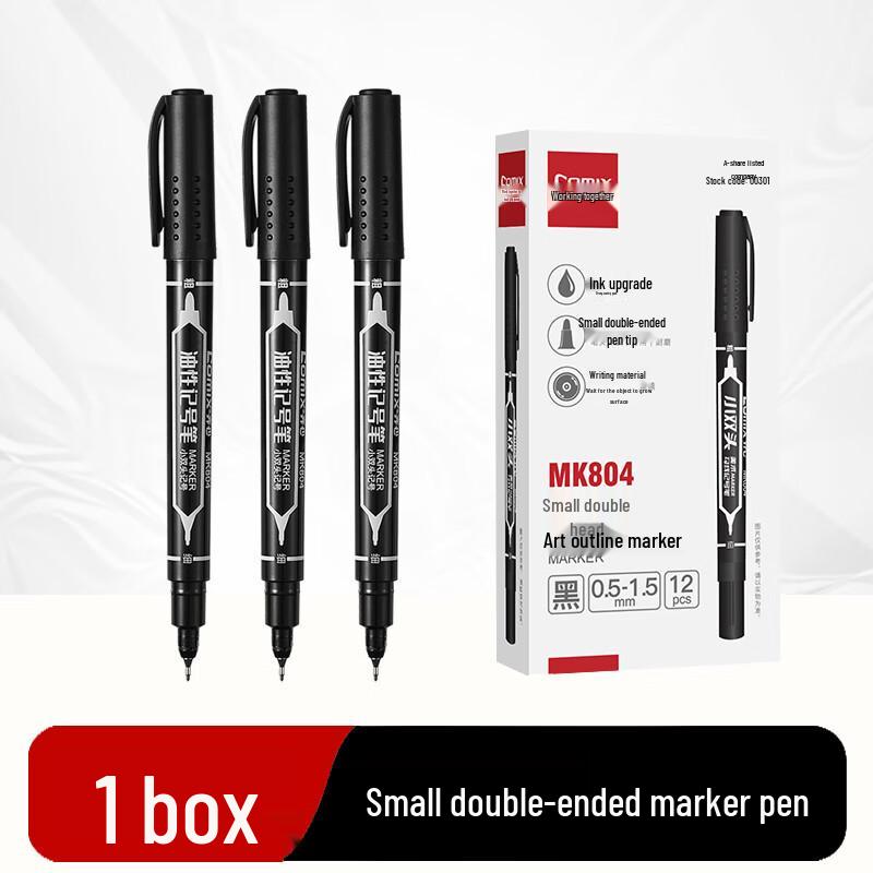 Qixin MK804 Double-Ended Oil-Based Marker: Thick & Thin, Ideal for CDs and Notes