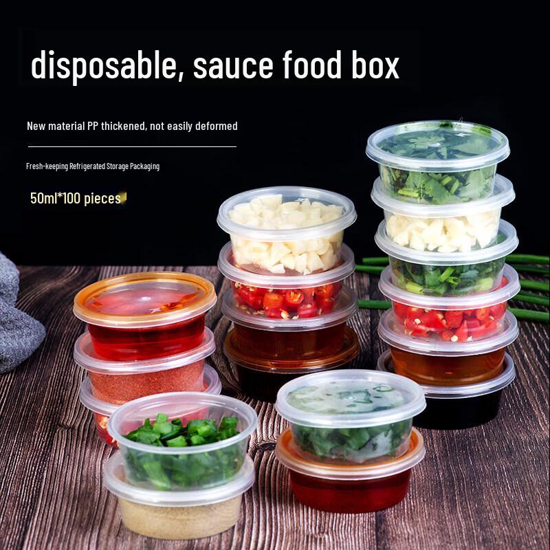 Disposable 50ml Sauce Containers with Lids