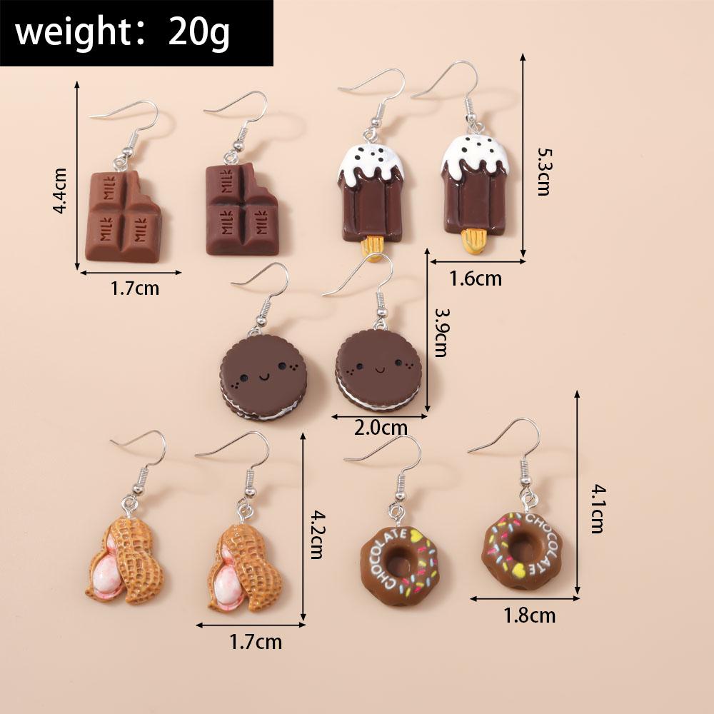 5 Pairs Cartoon Ice Cream Cookie Chocolate Donut Earrings for Women Girls 3D Food Dangle Earrings Kids Jewelry Gifts