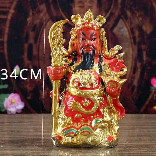 1 Pc Ceramic Figurine Ornaments of Guan Gong Chinese Style Warding Off Evil Spirits Household Sacrifice Offering Ensuring Safety