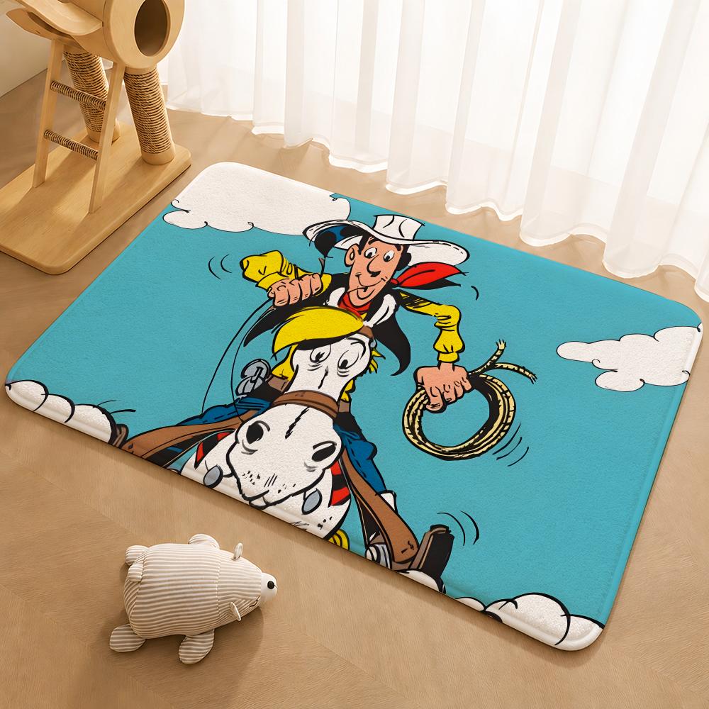 LUCKY LUKE CARTOON Floor Mat Floor Mat Soft Flannel Non-Slip Door Rug for Living Room