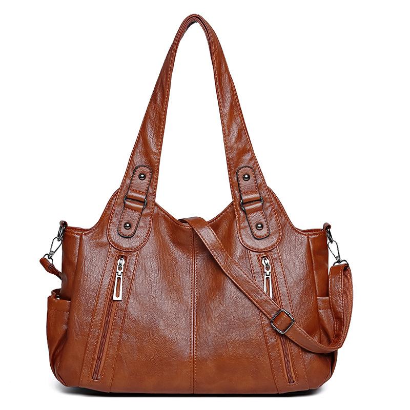 Women's Tote Bag Large Capacity Vintage Shoulder Bag Soft Leather Handbag