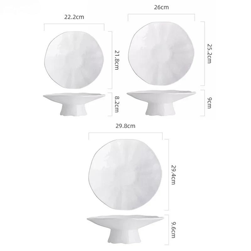 Ceramic Plate High Footed Dessert Plate Snack Plates Salad Plates Pasta Dish Serving Plate Molecular Cuisine Kitchen Tableware