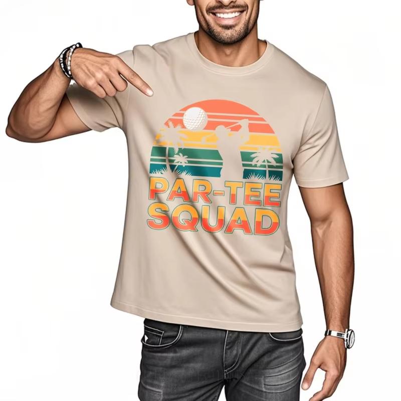 Fashion Tshirt Adult Man Summer Tshirt Big Size Par Tee Squad Golf Sunset Palm Trees Comfort Men Tee Shirt Minimalist Teeshirt