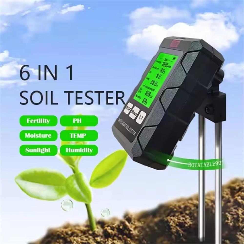 90° Rotation Soil Tester LCD Screen Garden Soil Analyzer Plant Moisture Meter  for Farm Soil Check