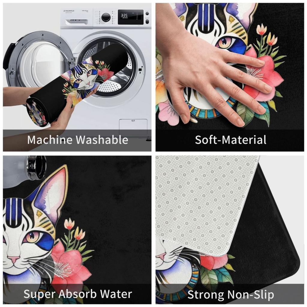 Egyptian Cat Anti-slip Doormat Floor Mat Dust-proo Carpet Rug for Kitchen Entrance Home Bathroom Footpad Mats