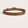 Retro Leopard Print Waist Belt for Lady Girls Fashion PU Leather Waist Band Vintage Waist Ornament Decorative Girdle