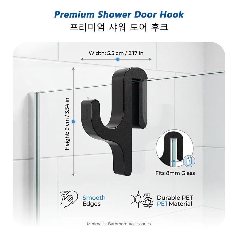 3D Shower Door Towel Hook for 8mm Glass Doors Bathroom Hanger for Clothes Towel Bathrobes Laundry Dormitory Apartment