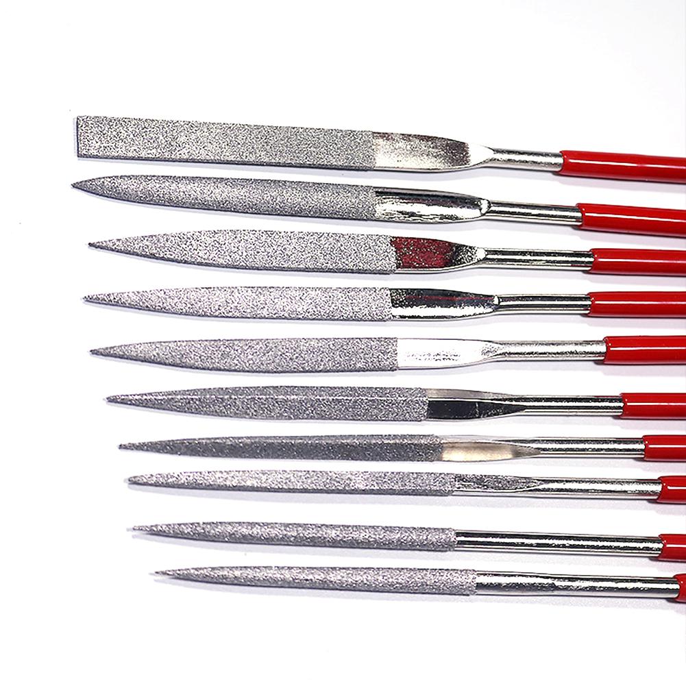 10Pcs Diamond Needle File Set 3x140mm Mini Needle File Kit For Stone Glass Metal Carving Craft Hand Tools Needle File Set